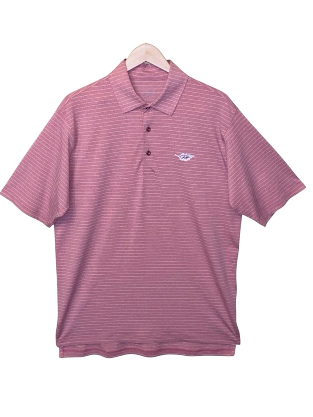 Robert Jones H2O Performance Dusty Rose Striped Golf Polo Shirt Large
